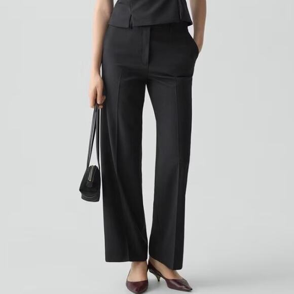 Womens Theory Wide Leg Stretch Wool Pants Size 10 Black EUC! - Picture 1 of 4